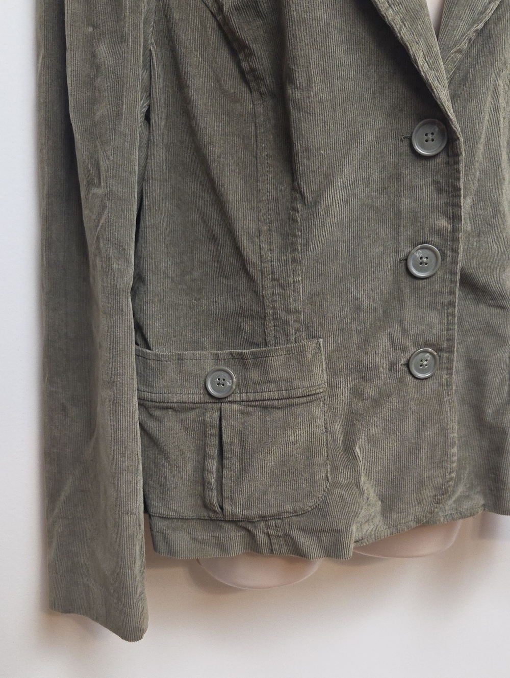 Vintage Y2K Olive Green Corduroy Cotton Blazer Jacket Goblincore Lagenlook - XL - Picture 3 of 10